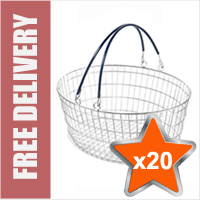 20 x 25 Litre Oval Wire Shopping Basket (Blue Handles)